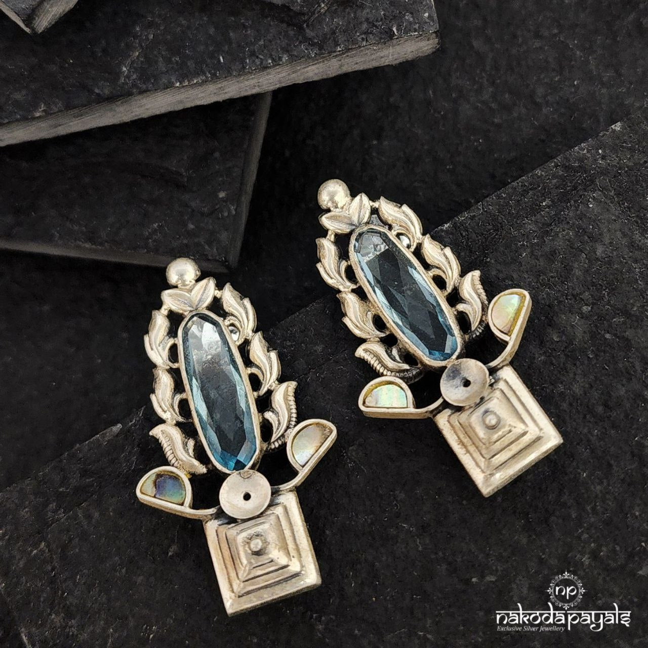Oval Blue Studs (S9394)
