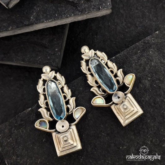 Oval Blue Studs (S9394)