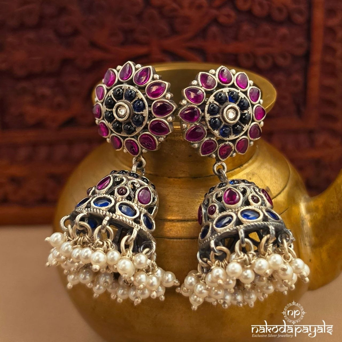 Exclusive Floral Pearl Jhumka (J1884)