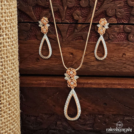CZ Rose Pendant Set (St3687)