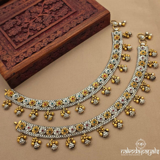 Exclusive Floral Dual Tone Anklets (A7014)