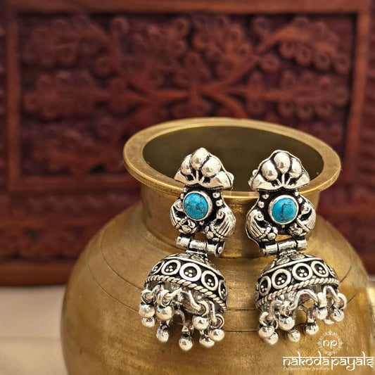 Elegant Turquoise Ball Drop Jhumka (J1834)
