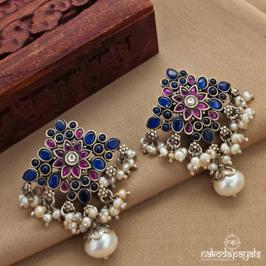 Bluish Pearled Drop Studs (S9665)