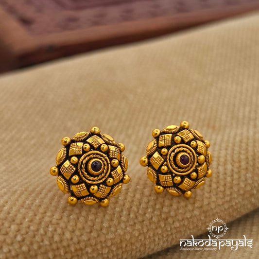 Circular Red Dot Studs (Ge11101)
