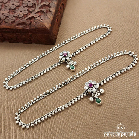 Floral Pink Dot  Anklets (A6818)
