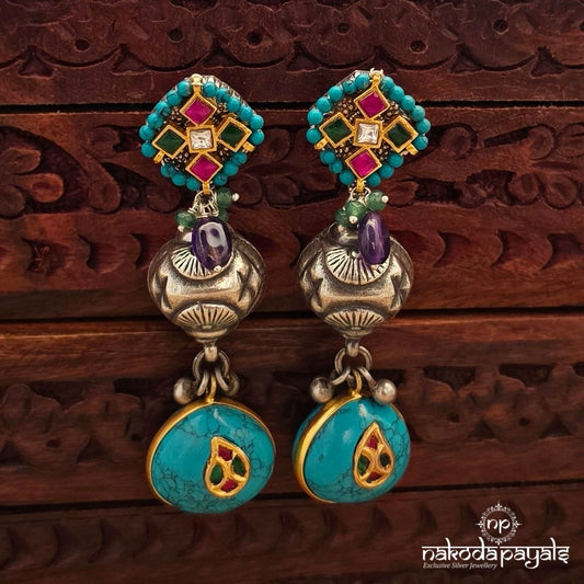 Torquoise Amethyst Drop Chandbali (C4139)