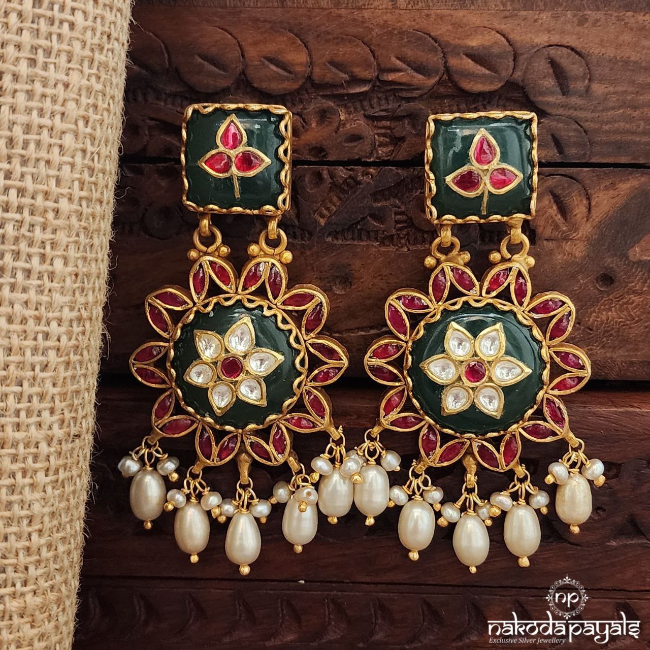 Kemp Pearl Drop Chandbali (Ge9910)