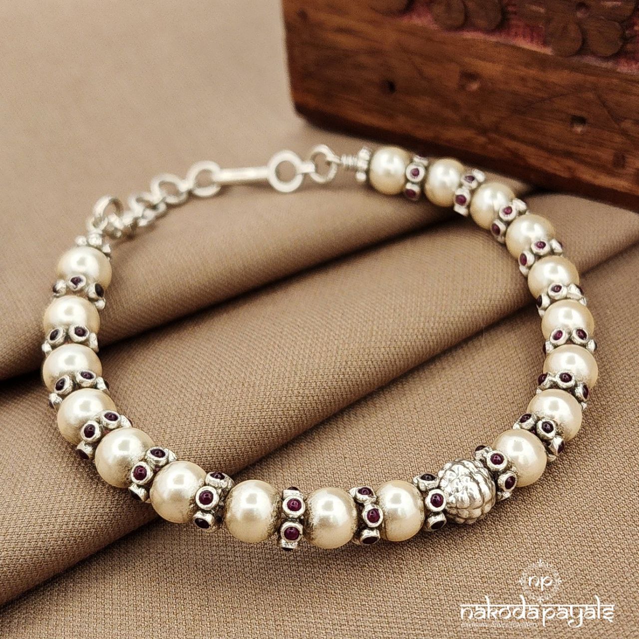 Pink Dotted Pearled Kada  (K6208)