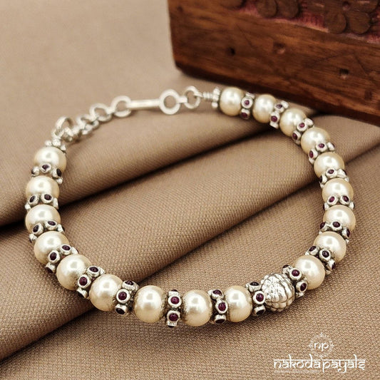 Pink Dotted Pearled Kada  (K6208)