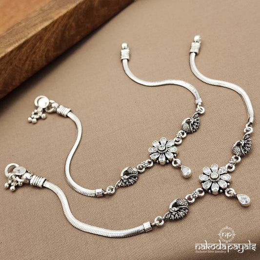 Peacock White Anklets (A6551)