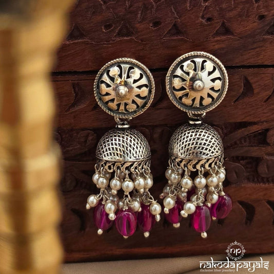 Oxidised Red Pearl Jhumka (J1746)