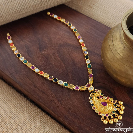 Navaratna Mango Drop Neckpiece (Gn8841)