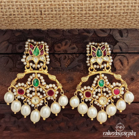 Lotus Pearl Drop Earrings (Ge9903)