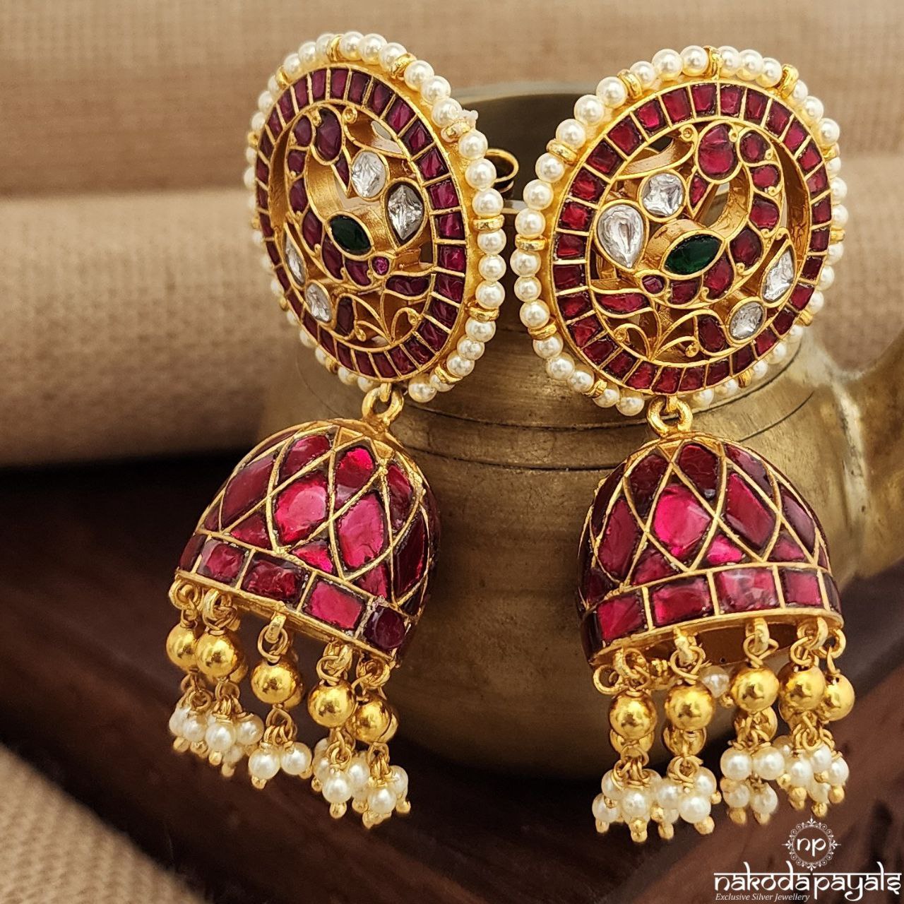 Peacock Kundan Jhumka (Ge9438)
