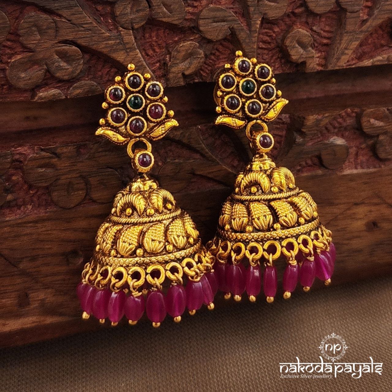 Kemp Pink Drop Jhumka (Ge10219)