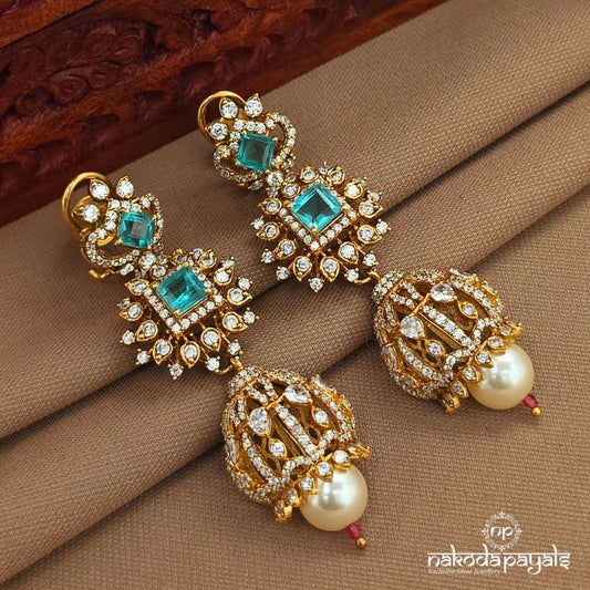 Squarish Green Moissanite Jhumka (Ge10505)