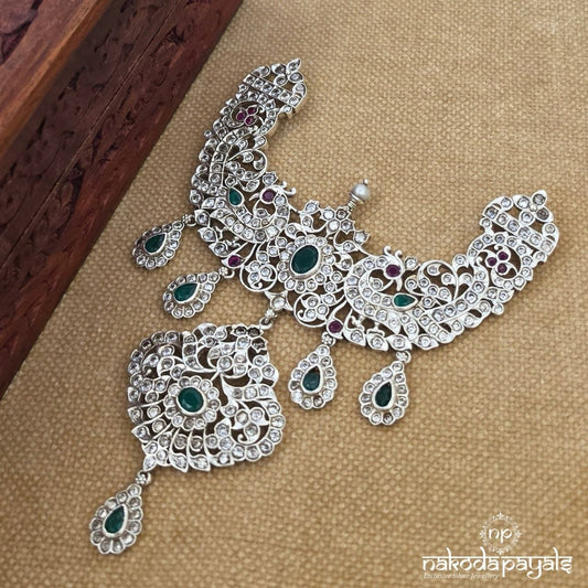 Twin Peacock Floral Pearl Pendant (P2634)