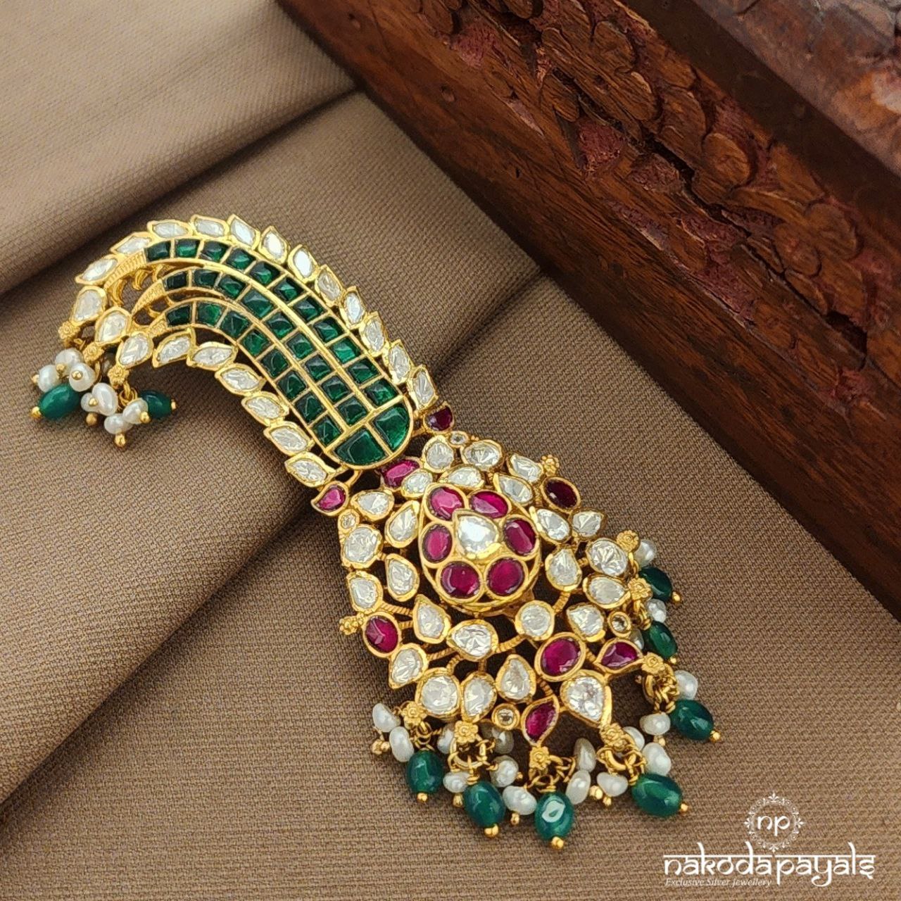 Kundan Green Moissanite Brooch (St3730)