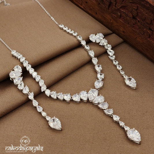 White Drop Neckpiece With Earrings (St3815)