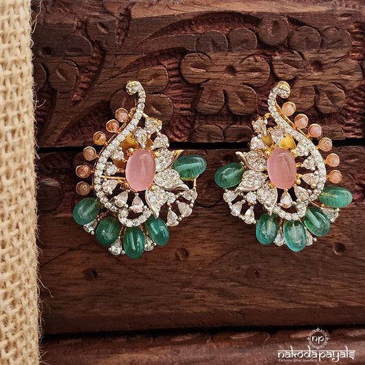 Emerald Blush Spark Earrings (Ge9938)