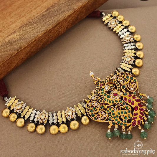 Big Kundan Dual Tone Neckpiece (Gn9262)