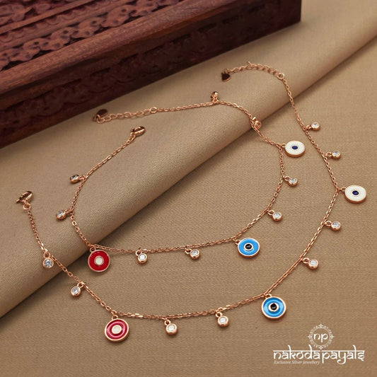 Rose Gold Evil Eye Drop Anklet (A6862)