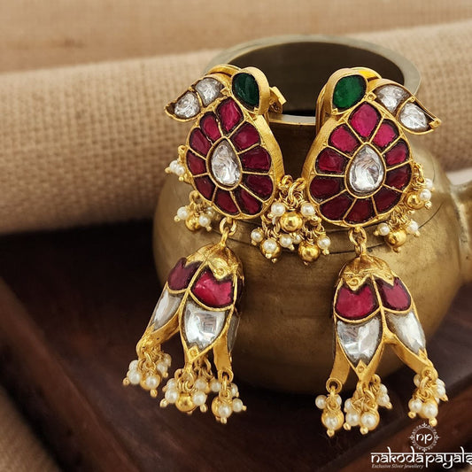 Unique Kundan Pearled Drop Jhumka (Ge8992)