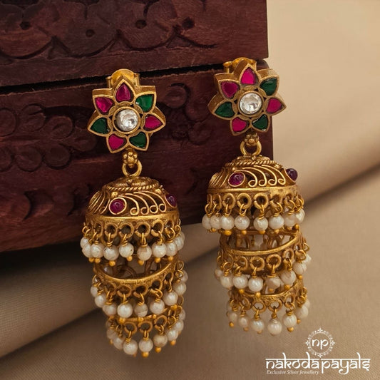 Kemp Pearly Jhumka (Ge10643)