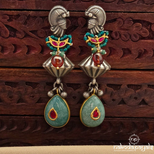 Stunning Peacock Kundan Dual Tone Chandbali (C4143)