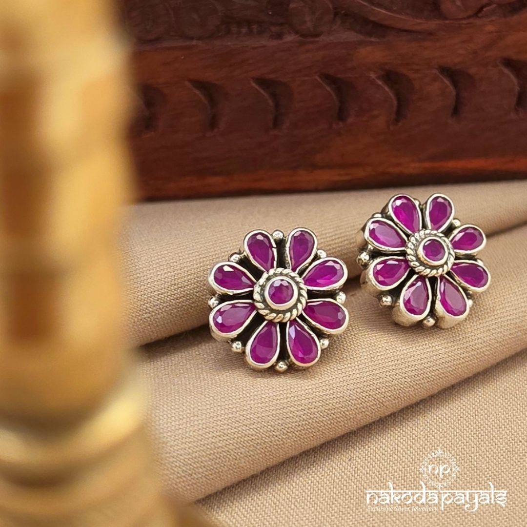 Elegant Pink Floral Studs (S4094)