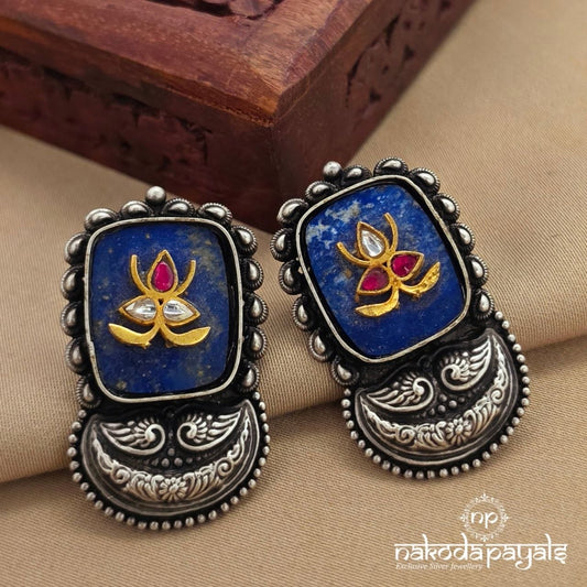 Squarish Blue Earrings (C3979)