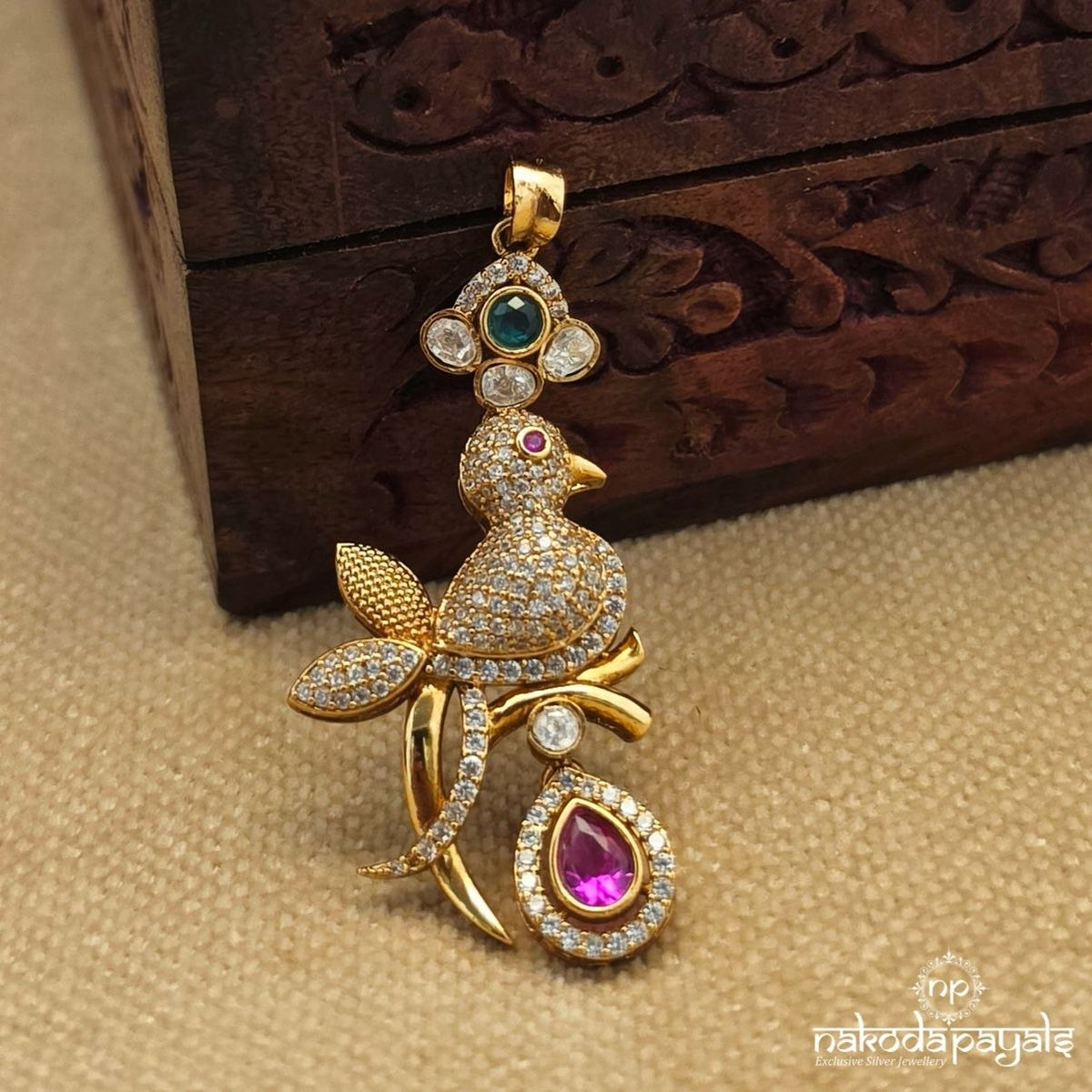 Cute Bird Pink Drop Pendant (Gp2670)