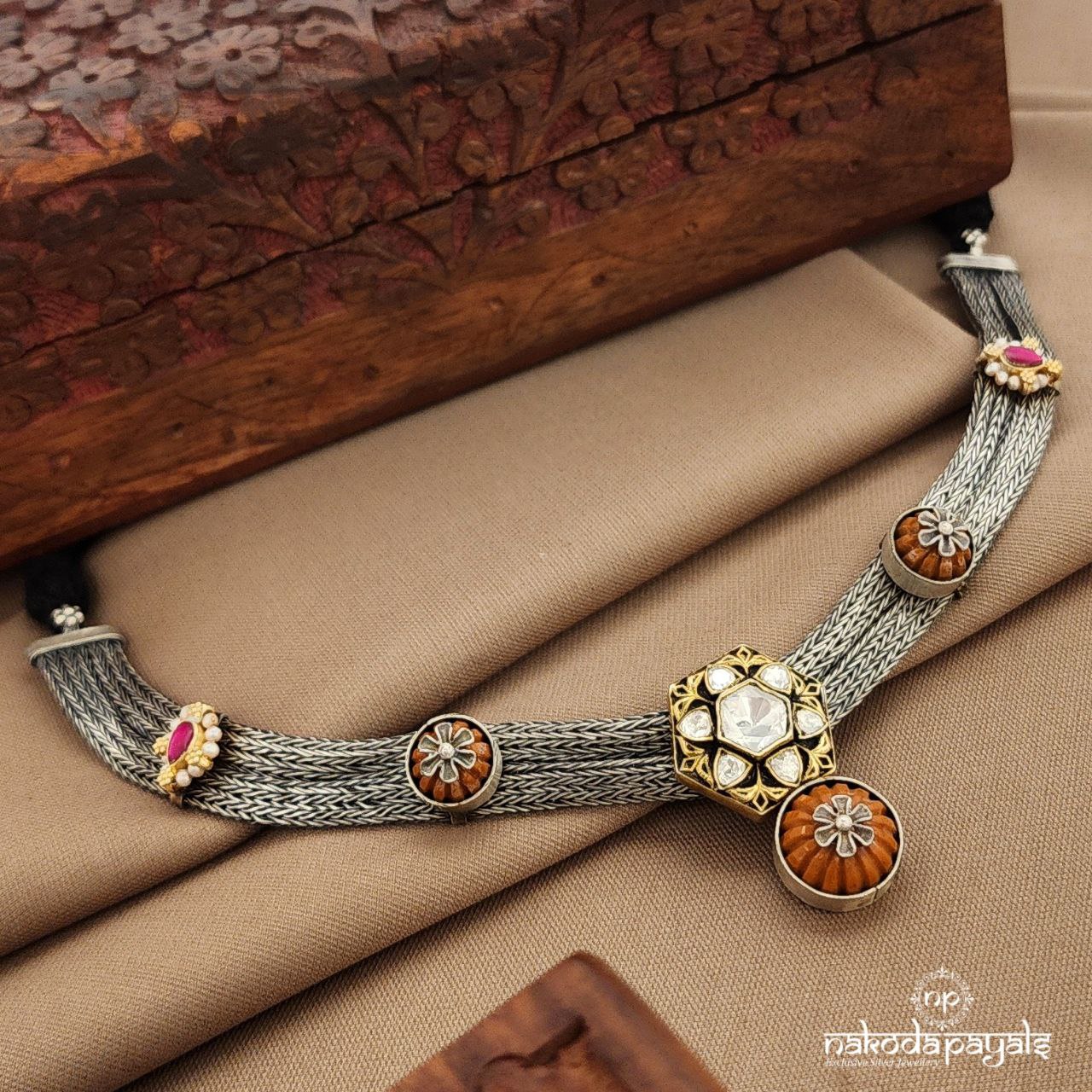 Coral Moissanite Neckpiece  (N11480)