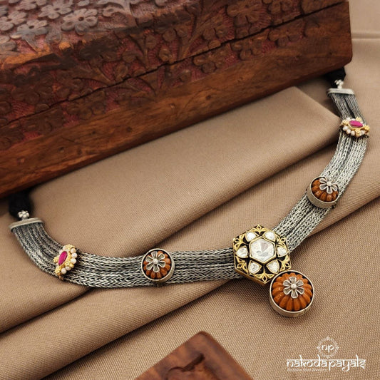 Coral Moissanite Neckpiece  (N11480)