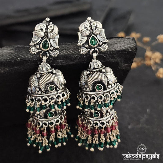 Twin Peacock Duedrape Jhumka (J1099)