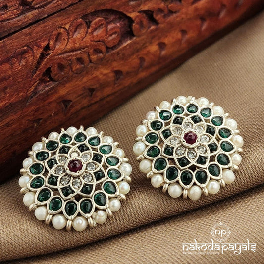 Green Floral Studs (S9584)