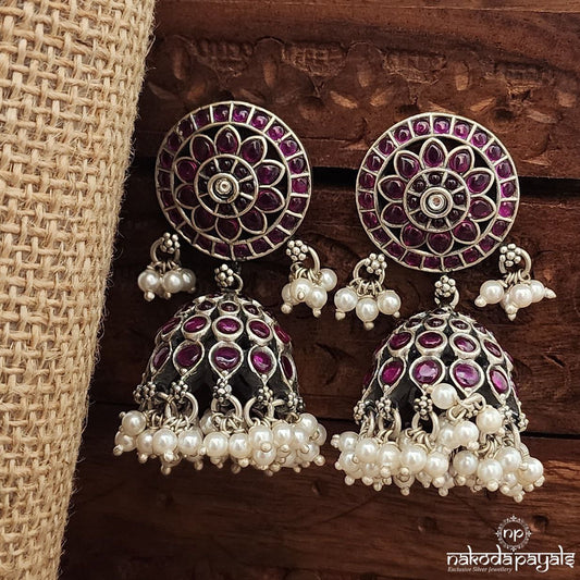 Pink Pearled Drop Jhumka (J1517)