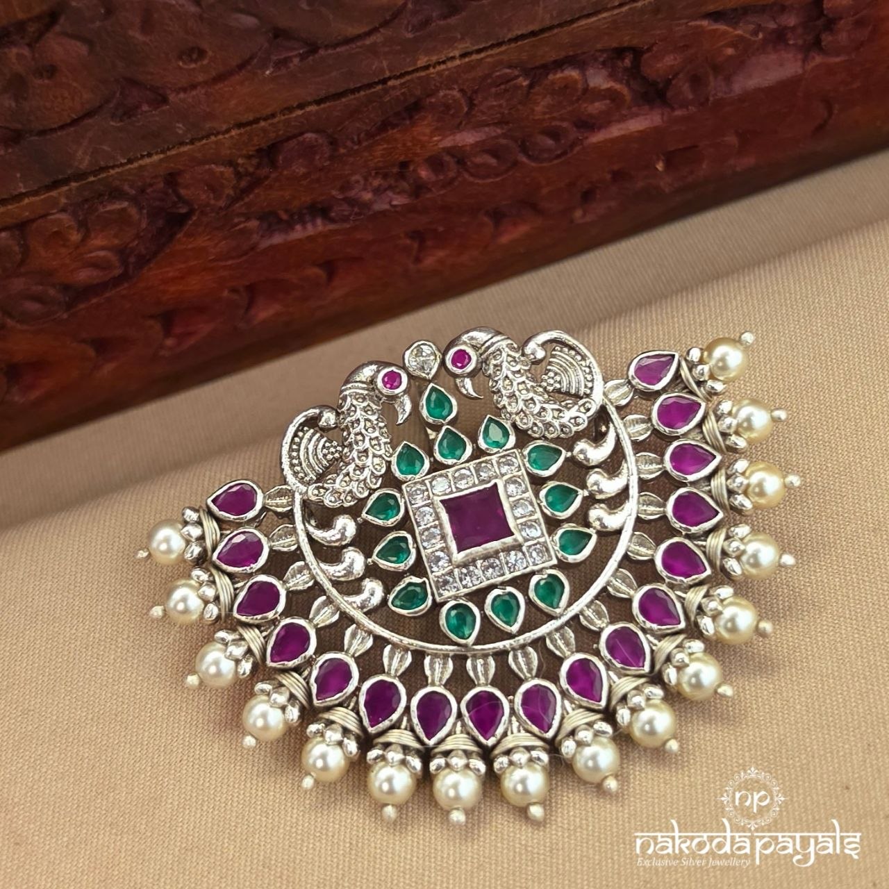 Twin Peacock Pearl Pendant (P2662)