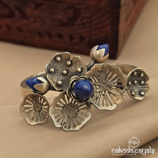 Royal Blue Floral Adjustable Kada (K6360)