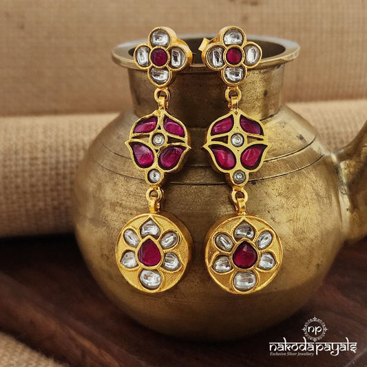 Pink & White Kundan Earrings (Ge9083)