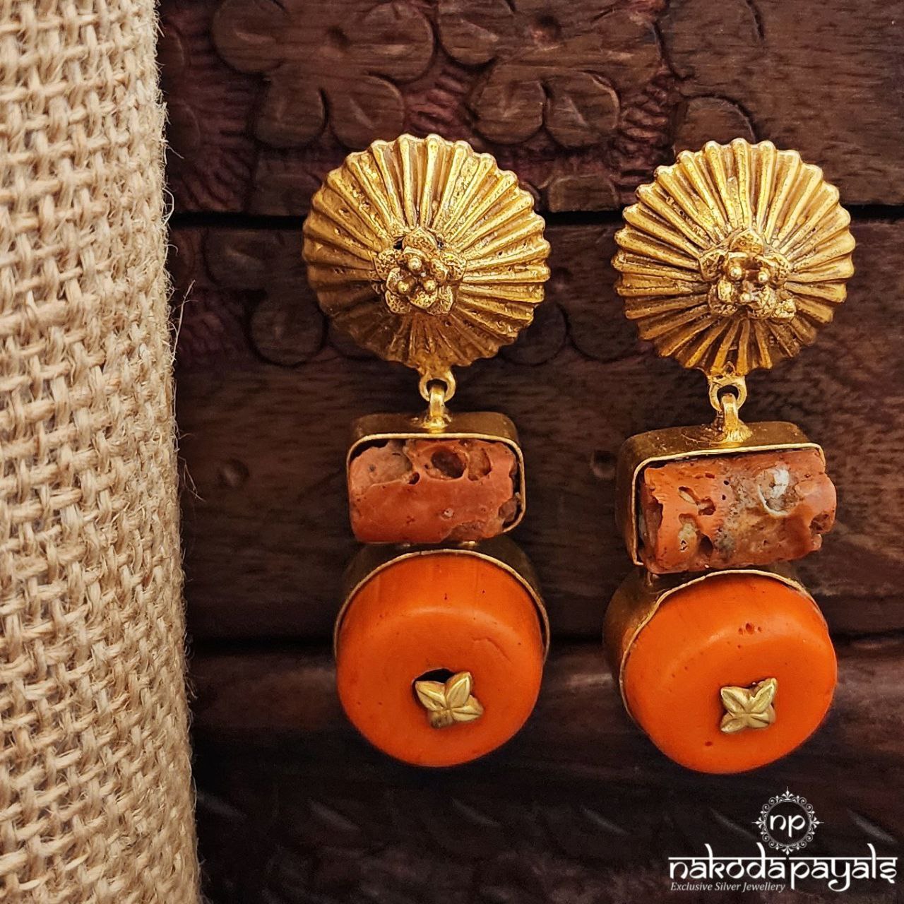 Circular Coral Earrings (Ge9761)