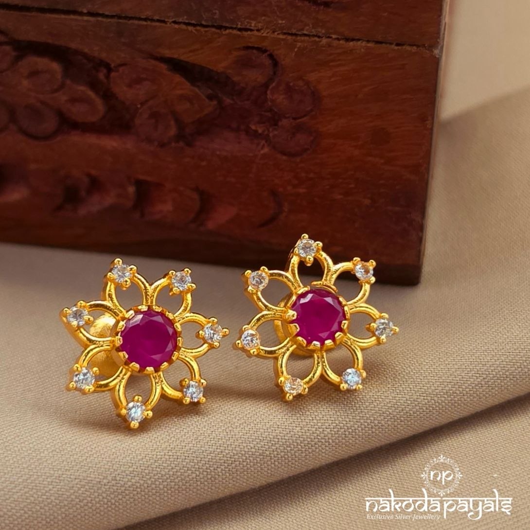 Exclusive Pink Dot Floral Studs (Ge11133)
