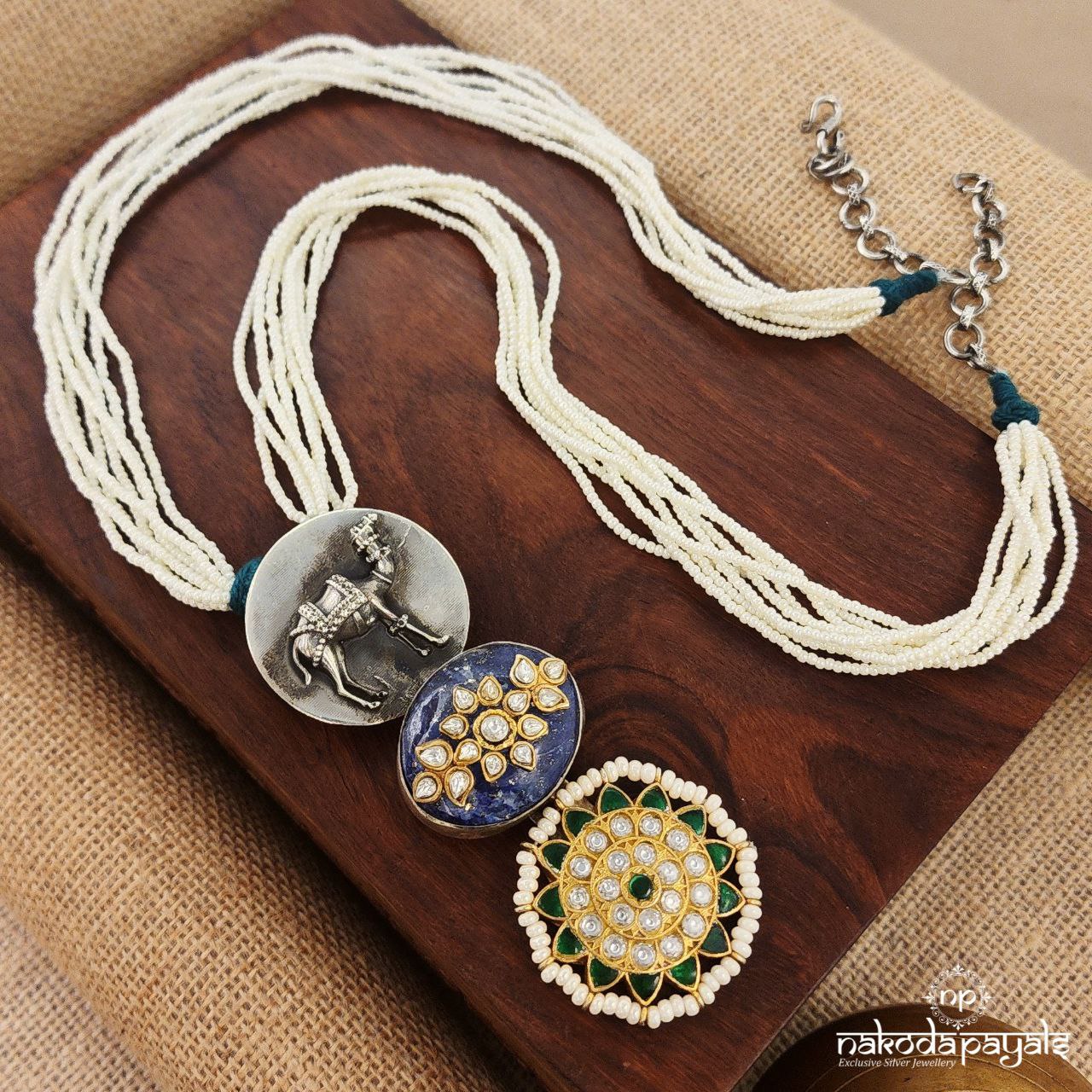 Circular Camel Kundan Neckpiece (N10630)