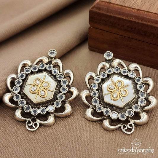Polki Dual Tone Studs (S3898)