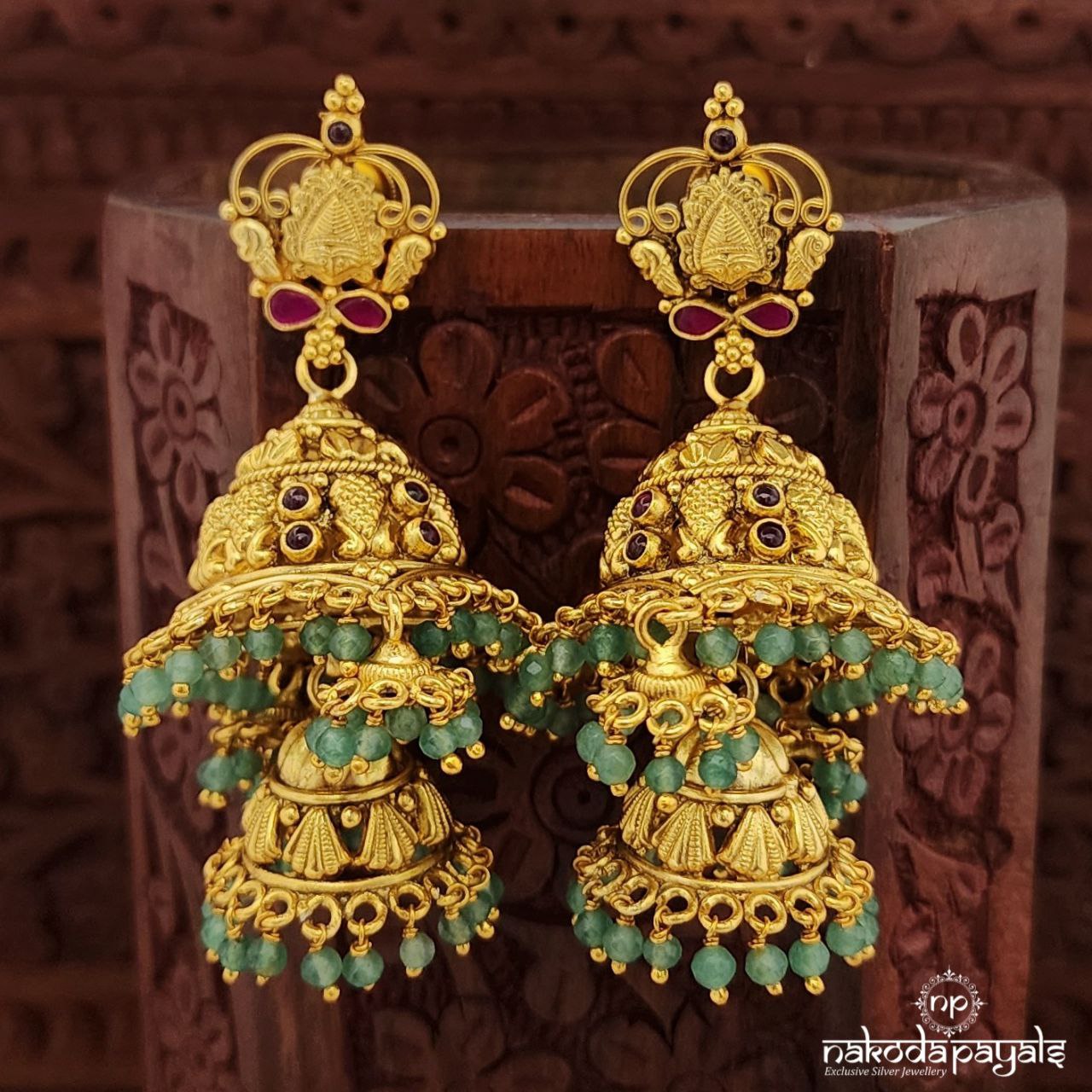 Kemp Drops 2 layered Jhumka (Ge9865)