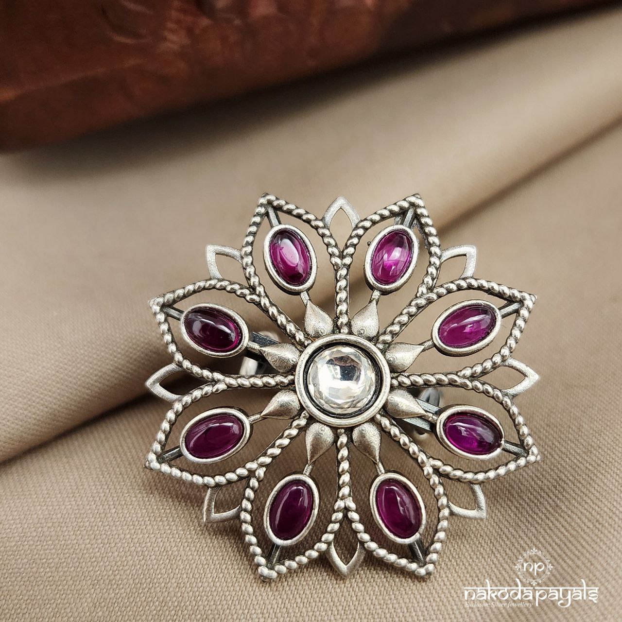 Flower Pink Finger Ring (F2754)