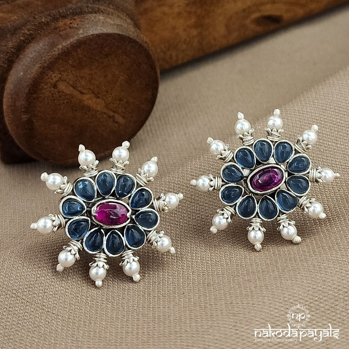 Reddish Blue Pearl Studs (S3675)