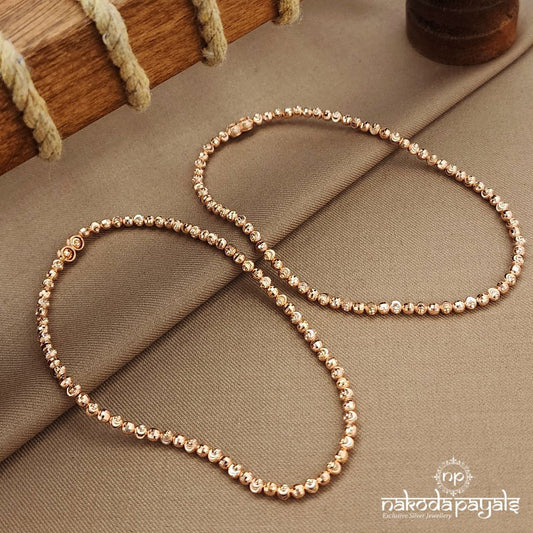 Rose Gold Ball Linked Elastic Anklet (A6644)