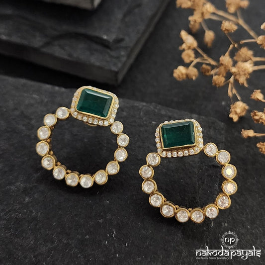 Green Rectangular Moissanite Studs (Ge8863)