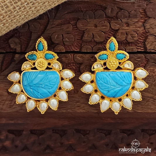 White Pearl Torquoise Studs (Ge9929)